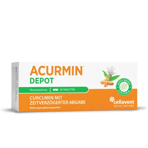 Cellavent Healthcare Depot-Kurkuma Tabletten mit verzögerter Curcumin-Freisetzung – Acurmin DEPOT 60 Stück / 1 Monat 45348759765259