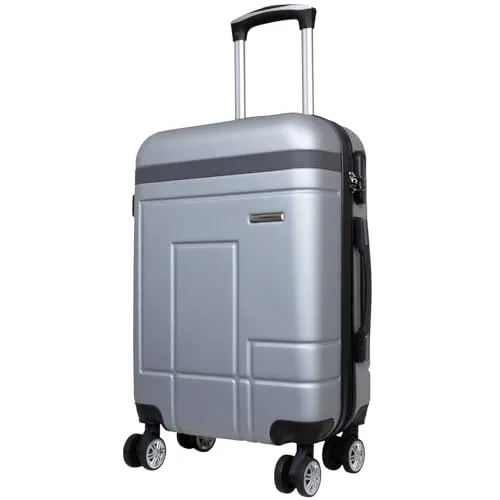 Trendyshop365 Handgepäck klein Hartschale Genf 55cm 40 Liter 4 Rollen (Silber)
