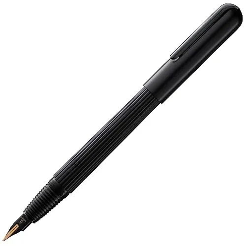 LAMY imporium Füllhalter 092 - Füller mit ungewöhnlichem Korpus in mattschwarzer PVD Veredelung, einem schwarz polierten Clip und einem 14 kt. Bicolor-Goldfeder - Federstärke EF