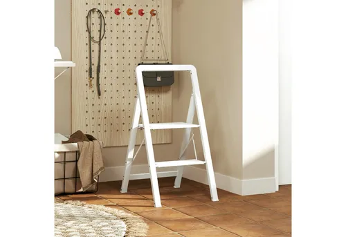 HOMCOM Trittleiter Stehleiter mit 2 Stufen - Leiter für sicheres Erreichen hoher Regale, belastbar bis 150 kg und mit rutschfester Oberfläche für Komfort und Sicherheit. Ideal für Haus und Garten.