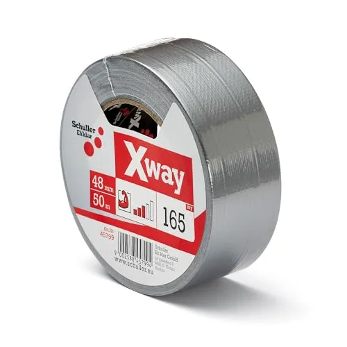 Schuller Eh'klar X-Way 170 - Gewebeklebeband 48 mm x 50 m, Hochwertiges Gewebe-Duct-Tape für Bau, Handwerk und Haushalt, UV- und Wasserbeständig, stark haftendes Gewebeband für Innen & Außen