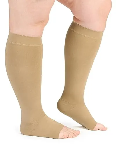 Compressana FREE Wadenstümpfe KKL 2 mit offener Fußspitze, ohne Haftband - einfach und komfortabel (IV, L, silk)