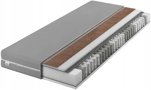IZER Matratze GreyPLUS 140x190 cm mit KOKOS-Material | 2 in 1 (H3 und H4) | 7 Zonen | Taschenfederkern | Versteppter Bezug | Federkernmatratze