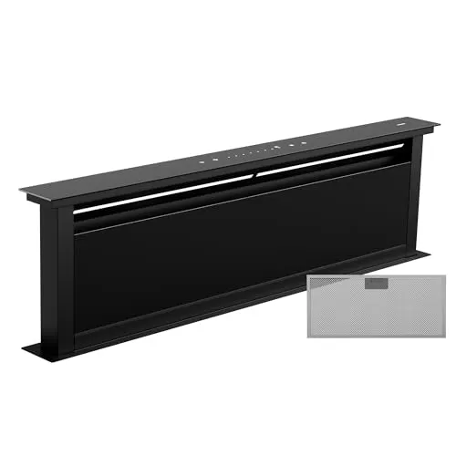 Royal Flush Eco Dunstabzugshaube - 842 m³/h, kopffrei, EEK A - Dunstabzugshaube mit beeindruckender LED-Hintergrundbeleuchtung in neun Farben, die Ihre Küche stilvoll aufwertet. Hohe Absaugleistung von 842 m³/h für effiziente Luftreinigung.