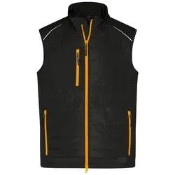 Herren Softshell Hybridweste JN1822, schwarz/neon-orange, Größe 6XL - Hochwertige Softshellweste in modernem Design, ideal für aktive Männer in Größe 6XL, schützt vor Wind und Kälte.