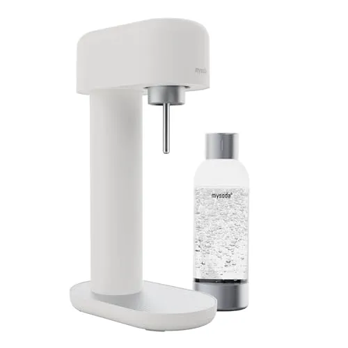 Mysoda Ruby 2 Wassersprudler - Wassersprudler aus robustem Aluminium im eleganten Design, ideal für stilvolle Sprudelwasser-Zubereitung ohne Strom. Inklusive 1-Liter-Wasserflasche und ausgezeichnet mit Red Dot Award 2023.