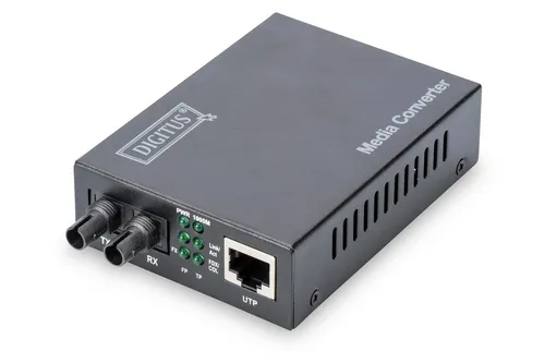 Digitus DN-82110-1 LAN - ST Duplex Netzwerk-Medienkonverter 1 GBit/s, einfache Installation und optimale Lösung für Kupfer- zu Glasfaser-Migration