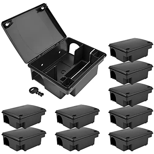 Petigi Lebendfalle Köderstation 10er Set - Effektive Mäuse- und Rattenbekämpfung - Praktische Köderstation für sichere und einfache Bekämpfung von Nagetieren. Mit stabilem Kunststoffgehäuse und kindersicherem Schloss für optimalen Schutz.