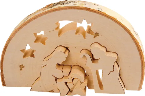 Weihnachtskrippe 3D-Krippe Weihnachtsdeko Holzkrippe Weihnachten beleuchtet Holz