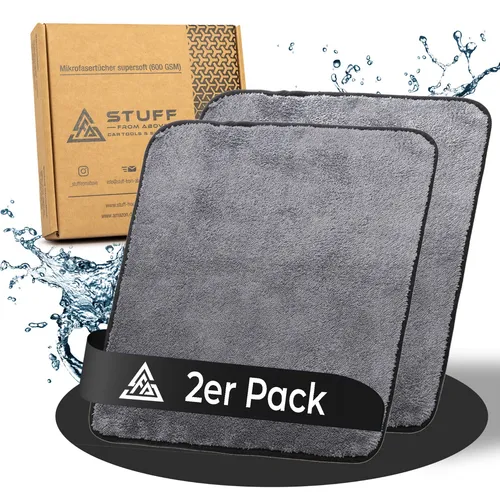 2er Mikrofasertuch 40x40 600GSM Autopflege Mikrofasertücher Auto weich saugstark