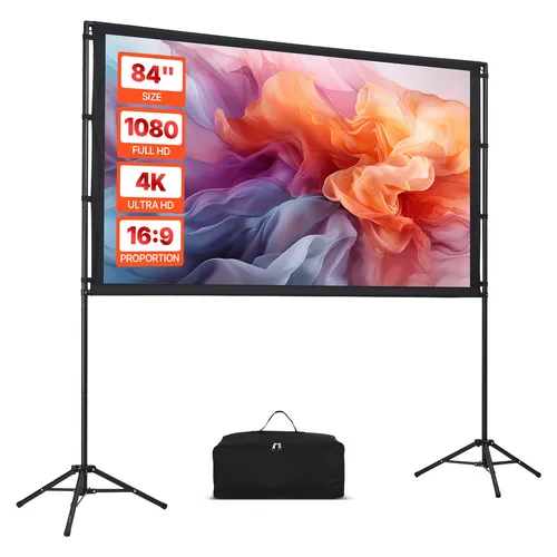 VEVOR Leinwand Projektionsleinwand mit 2 Ständern 84 Zoll 4K HD Tragbar 16:9
