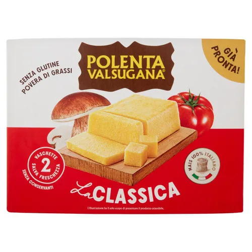 Polenta Valsugana Classica 1200g - Fertiggericht aus 100% italienischem Mais - Fertigmahlzeiten: Authentische italienische Polenta, schnell zubereitet und perfekt für ein herzhaftes Gericht.