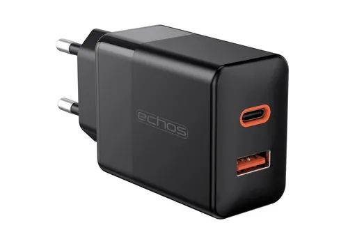 echos Eco-4045 Schnelllade-Gerät (Set, 33 Watt Schnellladegerät,Dualport,USB-C + USB-A,QC3.0,PD,PPS)