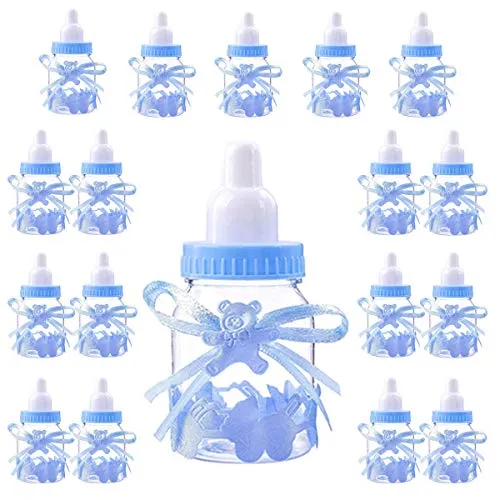 Junge Süßigkeiten Box 18 Flasche Blau, Babyparty Deko Junge, Baby Shower, Baby Party Dekoration Box Gastegeschenke Taufe Geschenkpaket (4cm*4cm*9cm) -18 Stk-