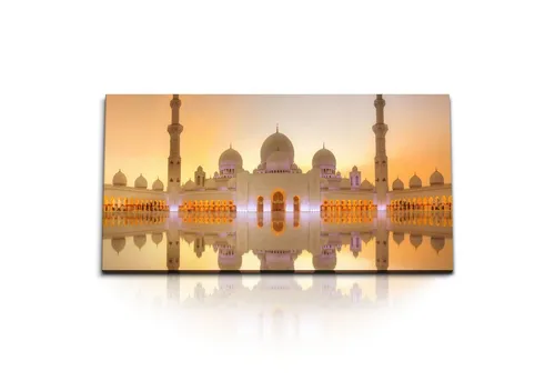 Sinus Art Leinwandbild Kunstdruck Bilder 120x60cm Scheich Zayid Moschee Abu Dhabi Abendrot So, (1 St)