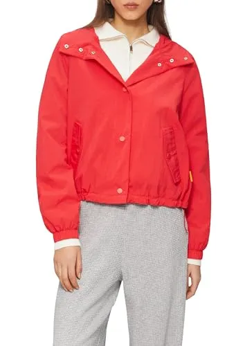 QS Nylon-Jacke mit Kapuze – Chilirot, L - Funktionsjacke mit verstellbarem Saum und Kapuze für individuelle Passform, komfortabel gefüttert und ideal für sportliche Aktivitäten.