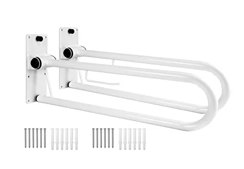 PEPE Mobility Wandstützgriff Klappbar 75 cm (2 Stück) Weiß, WC Aufstehhilfe mit Papierhalter, Haltegriffe Senioren aus Stahl, Stützklappgriff Toilette klappbar bis 100 kg