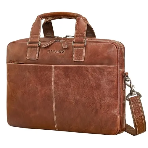 STILORD Oslo Laptoptasche 15.6 | 17 | 18 Zoll Herren Leder - Maskuline Aktentasche aus hochwertigem Rindsleder für Laptops bis 18 Zoll. Mit zwei gepolsterten Fächern, intelligentem Innenlayout und einem verdeckten Anti-Diebstahl-Fach für mehr Sicherheit im Business-Alltag.