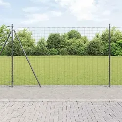 Maison Exclusive Zaun mit Pfosten Grau 1,5 x 10 m aus Stahl