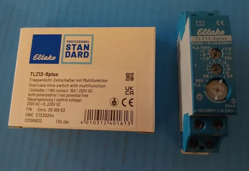 Eltako TLZ12-8PLUS 23100832 - Treppenlicht-Zeitschalter, elektronisch mit Ausschaltvorwarnung und 1 Schließer, ideal für effiziente Beleuchtung