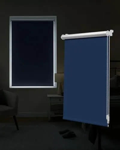 Victoria M. Tenebra Thermorollo Klemmfix Rollo, Verdunkelungsrollo, Hitzeschutz, Sichtschutz, Ohne Bohren, inkl. Montagematerial, 45 x 160 cm, Dunkelblau