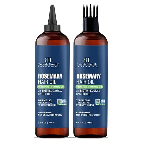 Produktbild Botanic Hearth Rosmarinöl für Haarwachstum |Kräftigendes Haaröl mit Biotin, Jojoba und Rizinusöl für krauses Haar|Behandlung für trockene, geschädigte Kopfhaut |Für alle Haartypen | 198 ml (2er-Pack)