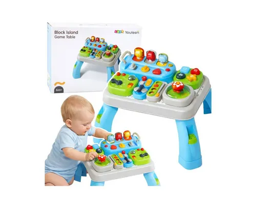 LEAN TOYS Interaktiver Lerntisch für Kleinkinder mit Klangmodulen - Multifunktionaler interaktiver Lerntisch für Kleinkinder ab 6 Monaten. Fördert motorische Fähigkeiten und die Sinneswahrnehmung durch zahlreiche Module und Klangfunktionen. Ideal für aktives Spielen im Sitzen oder Stehen.