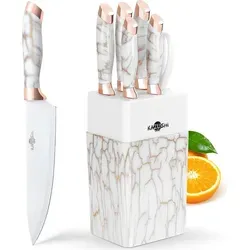 KAZUSHI 7-teiliges Selbstschärfendes Messerblock-Set