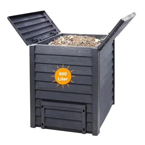 Yoursol Thermo Wood Komposter 600 L, Komposter Garten aus Kunststoff anthrazit-braun, Thermokomposter, Composter Garten, Kompostierer Garten