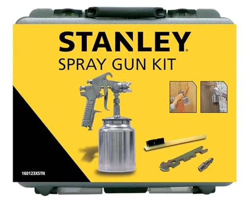 Stanley Farbsprühpistole für Kompressor 160123XSTN - inkl. Zubehör im Koffer - Luftkompressoren-Zubehör, ideal für präzises Streichen mit pneumatischem Antrieb für gleichmäßigen Farbauftrag und einfache Handhabung.