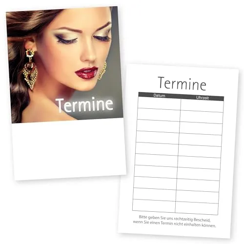 Kosmetikstudio-Friseur-Terminkarten HAIR & BEAUTY mit 10 Terminfeldern und Stempelfläche auf der Vorderseite 100