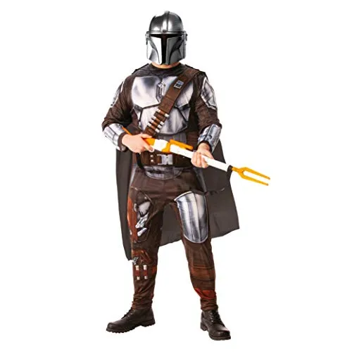 Rubie's Disney Star Wars The Mandalorian Kostüm für Erwachsene - Offizielles Herrenkostüm mit Deluxe-Overall, schaumstoffgepolsterter Körperpanzerung und geformter EVA-Maske – perfekt für Halloween oder Cosplay!