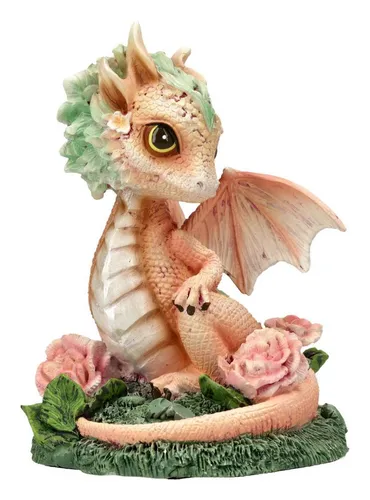 Fantasy-Figur Drachen mit Nelken Magie – Handbemalte Sammlerfigur 11,5 cm - Detailreiche Drachenfigur aus hochwertigem Kunststein, perfekt für Deko und Sammler. Mit einer Höhe von 11,5 cm bringt sie märchenhaften Charme in jedes Zuhause und eignet sich ideal als Geschenk für Fantasy-Liebhaber.