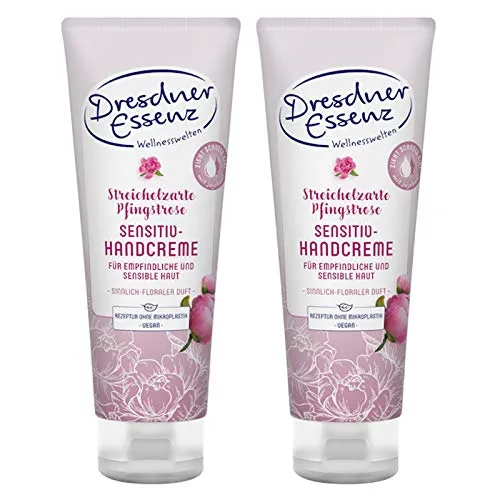 2er Pack Dresdner Essenz Handcreme Streichelzarte Pfingstrose 2 x 75 ml Hautcreme Handpflege