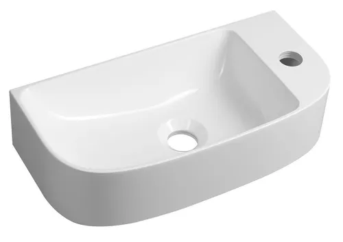 Sapho Waschtisch ALGA Gussmarmor 44x22cm, weiß - Elegantes Handwaschbecken aus Gussmarmor, ideal für kleine Bäder. Mit nur einem Armaturloch und rechteckiger Form bietet es funktionale Ästhetik und einfache Installation.