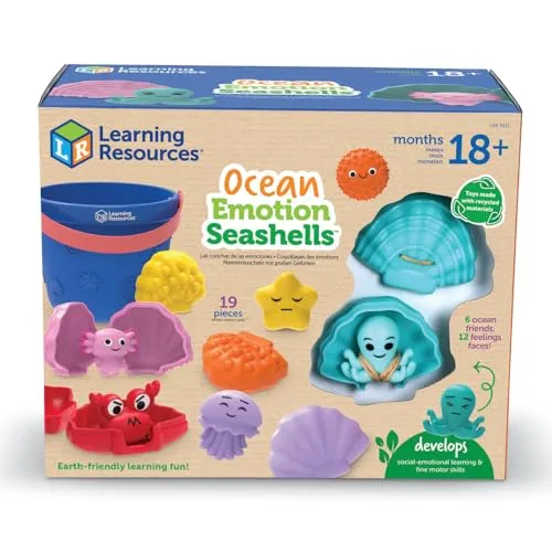 Learning Resources Emotionale Ozean-Muscheln, Sensorik-Spielzeug ab 18 Monaten, SEL Lernhilfe