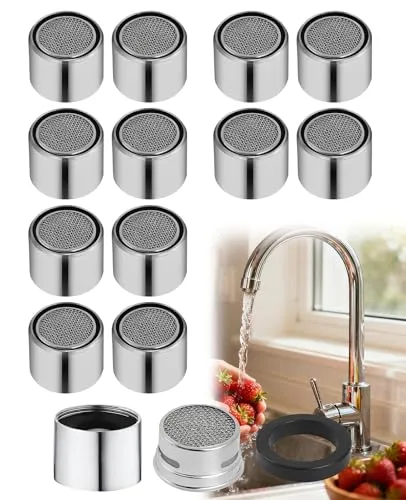 DASHUI 12 Stück M22 Strahlregler Perlatoren für Wasserhähne Mischdüse Luftsprudler, Küchenspüle Luftsprudler Wasserhahn Filter mit Chrom-Messing-Gehäuse Innengewinde wassersparend