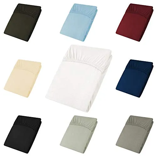 CelinaTex Active Topper Spannbettlaken 90x200-100x200 cm Schnee weiß Baumwolle Bettlaken Jersey Laken