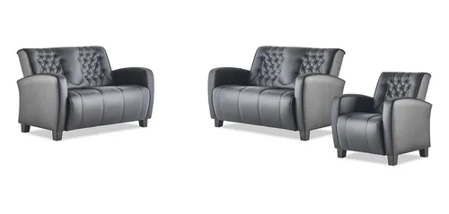 Ledersofa-Set 3tlg Chesterfield Design Schwarz - Sofas & Sessel, modernes Chesterfield Design in elegantem Schwarz, bietet Platz für bis zu 5 Personen und bringt Luxus in Ihr Wohnzimmer.