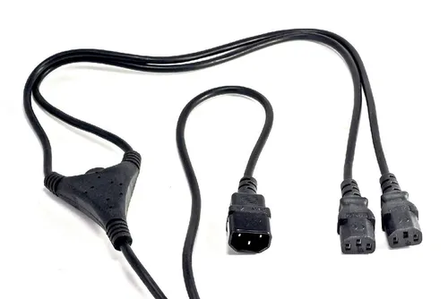Y-Netzkabelverlängerung Kaltgerätestecker C13 und 2x Kupplung C14, Länge 1,8 m