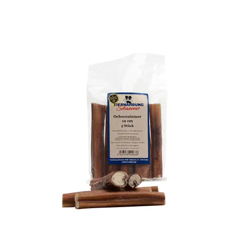 – Ochsenziemer für Hunde – 12cm große Kauartikel - 5 Stck. für langanhaltende...