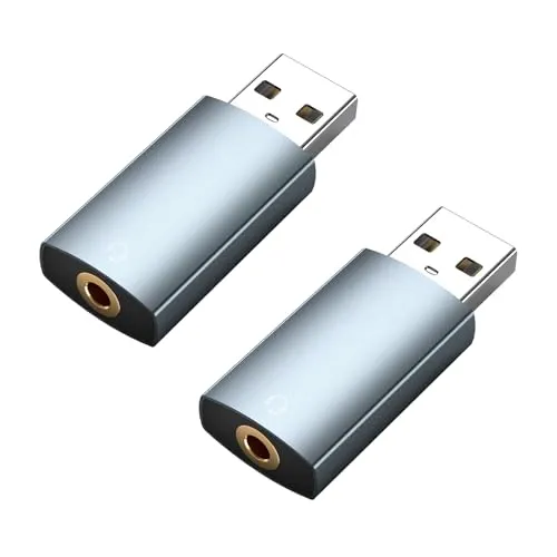 MMOBIEL USB auf 3,5mm Aux Stereo Adapter [2 Stucks] Externe USB-A Soundkarte – auf 3,5mm Aux Audio Konverter Adapter