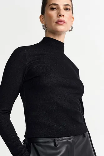 RICHROYAL Longsleeve mit Glitzereffekten, Turtleneck, enger Schnitt