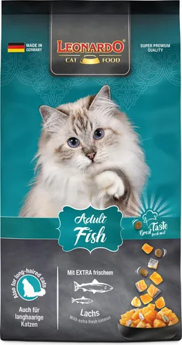 LEONARDO Adult Fish 7,5 kg - Trockenfutter für Katzen - Katzenfutter für langhaarige Katzen, mit Fisch als Hauptzutat, ideal für ausgewachsene Katzen ab einem Jahr, versandkostenfrei!
