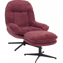 Relaxsessel mit Hocker MCW-P32 – Eleganter Fernsehsessel mit Nosagfederung - Hochwertiger Relaxsessel mit drehbarem Metallgestell und weichem Chenille-Bezug (370 g/m²). Genießen Sie optimalen Sitzkomfort und eine flexible Wippfunktion – ideal für stilvolle Entspannung.