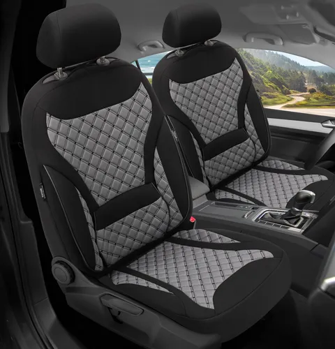 BREMER SITZBEZÜGE für Mercedes R Klasse 251 (2005-2017) - 2-tlg. Schonbezüge in Schwarz/Grau - Hochwertige Schonbezüge für Mercedes R Klasse 251, gefertigt aus strapazierfähigem Mikrofaser-Velours. Einfache Montage mit Klettsystem und großzügigen Taschen für Stauraum. Ideal für Sitzheizung und Airbags, bietet Schutz und Stil.