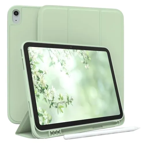 EAZY CASE - Schutzhülle mit Stifthalter für iPad 10. Generation 2022 Case 10.9 Zoll Hülle mit Stifthalterung Tablet Cover Touchpen Smartcase aufstellbar Klappcase Auto Sleep Wake Up Etui Hellgrün