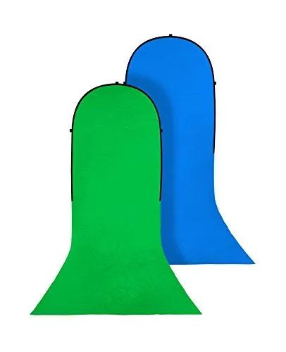 Bresser F001981 BR-TR16 Falthintergrund mit Schleppe 180 x 240 + 240 cm grün/blau