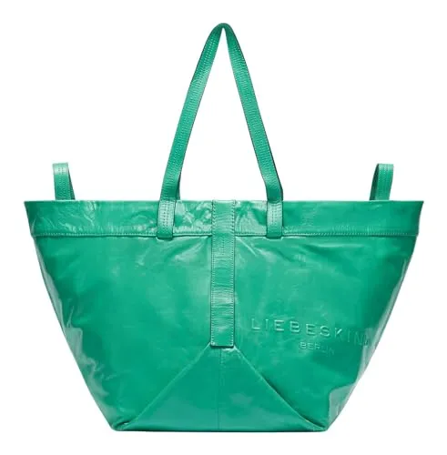 Liebeskind Berlin ELVIRA LAMB SF VERNA TOTE L - Petrol Blue - Umhängetaschen mit weichem Glattleder in Crinkle-Optik, ideal für Büro und Freizeit. Geräumiger Innenraum für Laptop und Essentials.