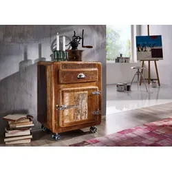 Massivmoebel24 Rollcontainer FREEZY #43 aus Altholz, mehrfarbig,Massivholzmöbel24